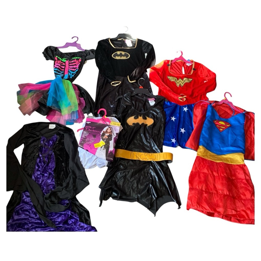 Girls Halloween Costume bundle size Large 10-12 NWT Superhero Witch Skeleton